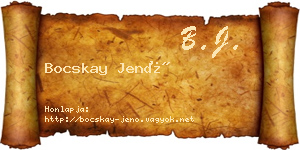 Bocskay Jenő névjegykártya